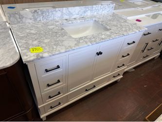 Merryfield 49 in. Single Sink White Bath Vanity with White Carrara Marble Top