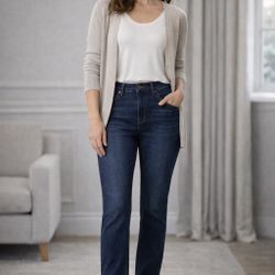 Talbots Flawlessly Flattering Jeans 12 Curvy Stretch Dark Wash Straight