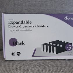 5 BLACK ADJUSTABLE DRAWER DIVIDER/ORGANIZERS!!