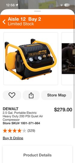 DEWALT 2.5 Gal. Portable Electric Heavy Duty 200 PSI Quiet Air Compressor