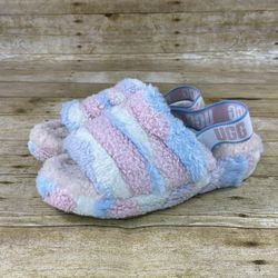 UGG Womens Fluff Yeah Slide Cali Collage Size 8 Casual Slippers Shoe 1120070