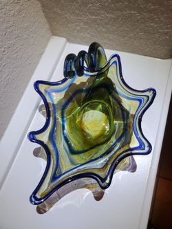 Vintage Hand Blown Centerpiece, Decorative Display  Bowl