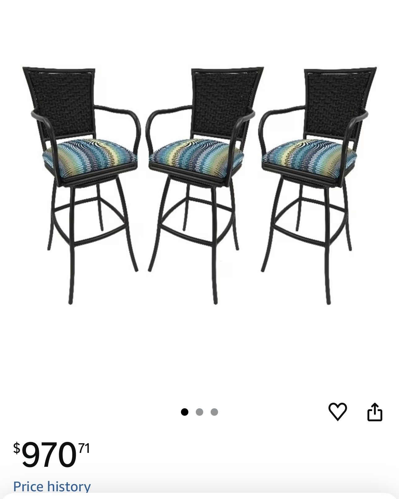 Tobias Designs Inc. Outdoor Extra Tall Patio Bar Stool 30” Erin -Aqua (Blue) Stripe Set of 2 $300 Set of 3 $450 Set of 4 $600 Set of 6 $800