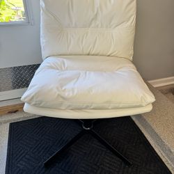Brand New White Vegan Leather Criss Cross Height Adjustable Stationary Office/Vanity Chair 