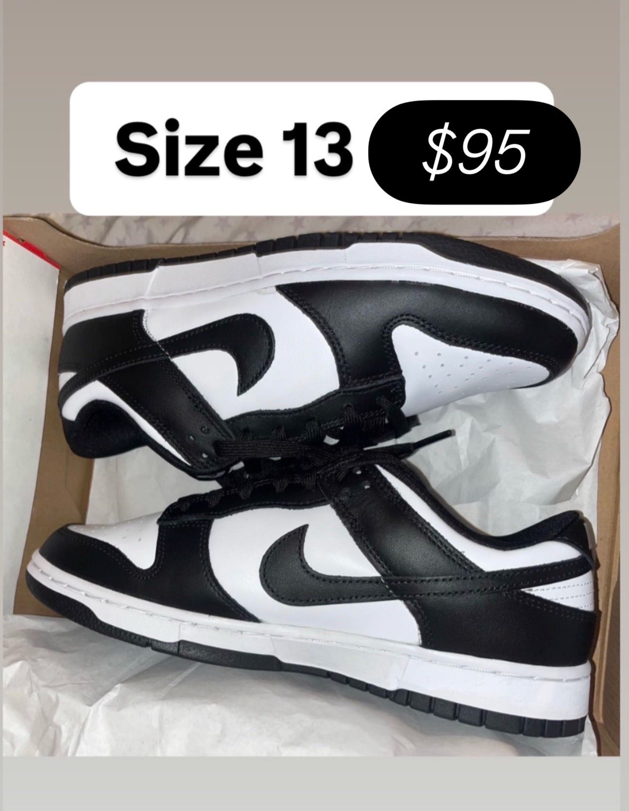 Nike panda dunks size 13 brand new