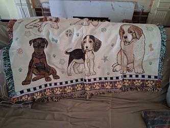 Puppy Dog Woven Tapestry Throw Blanket