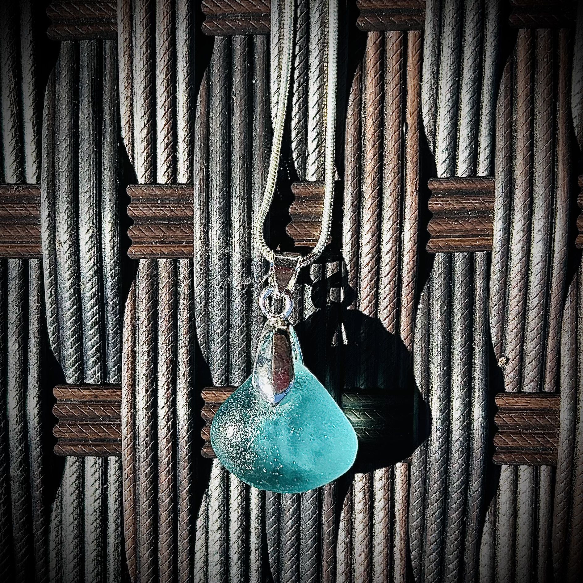 Turquoise Japanese Sea Glass Necklace 