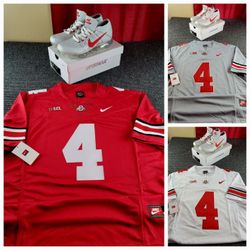 Nike AIR VAPORMAX White and red men's sneakers Size 11 Ohio State University Jeremiah Smith Jersey