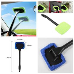 Cleaning Mop Car Dual-Use Dust Removal Defogging Glass Brush Front Glass Mop Car Window Cleaning Products (Color: Blue/Green)