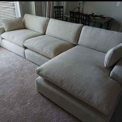 (Online Special Price) Elyza Linen 3pc Sectional Sofa w/ LAF Corner Chaise