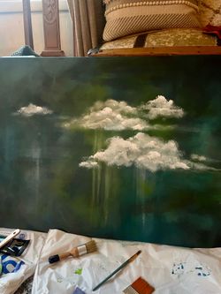 Huge original art - cloud painting on canvas