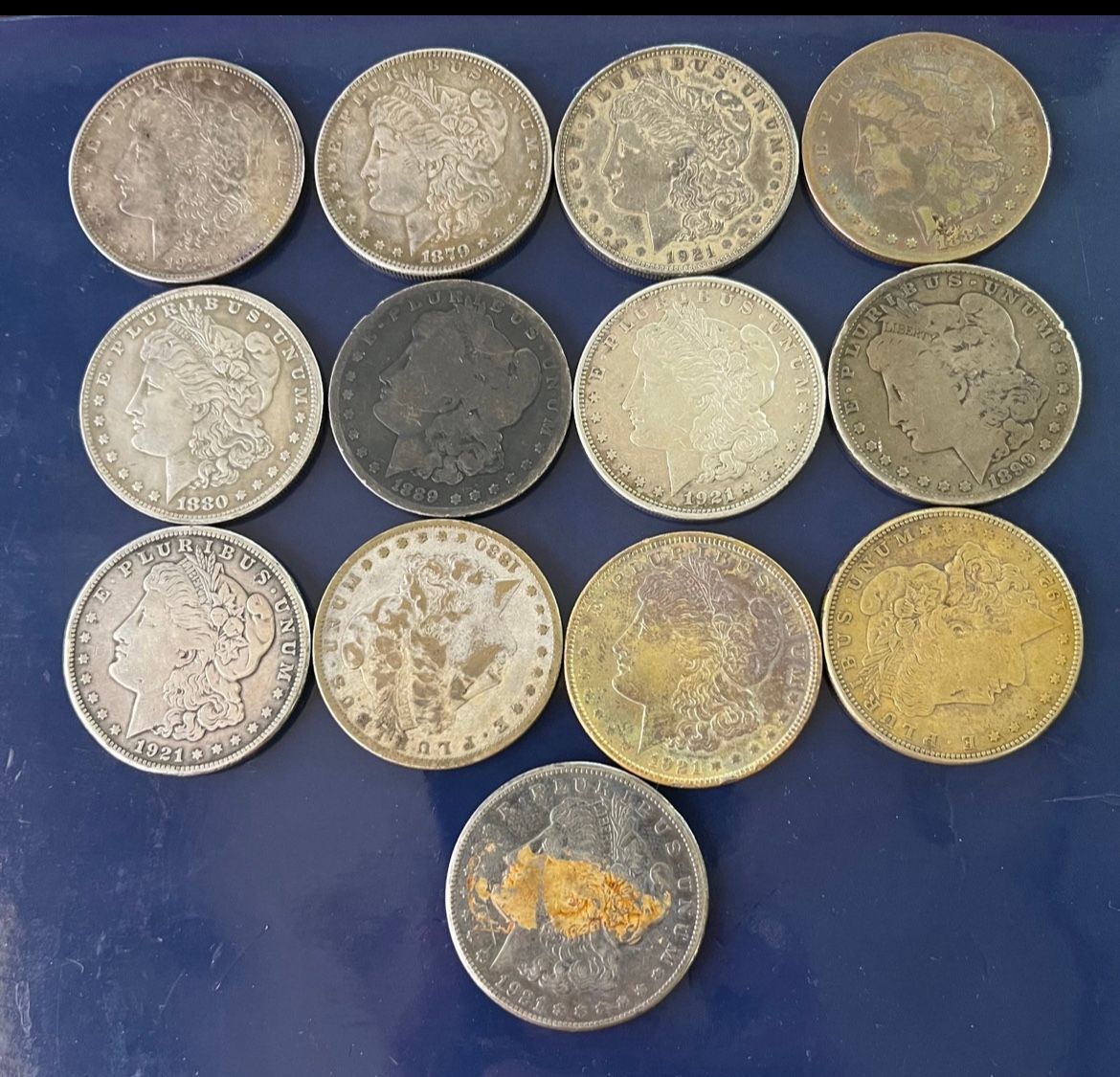 Lot of 13 Morgan Silver Dollars Mixed Dates 1878~192 contact info removed).