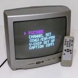 Sylvania 13” CRT TV 6413TEY for Retro Gaming  w/ Remote - Front Inputs