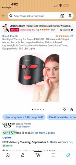 PrunGo LED Red Light Therapy Face Mask