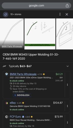 OEM BMW M340i Upper Molding 51-33-7-465-169 2020