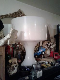 Large glass blown frosted mid century mushroom style lamp awesome
