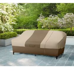 Hampton Bay 38 in. L x 77.3 in. W x 31 in. H Beige Patio Furniture Loveseat/Sofa Cover