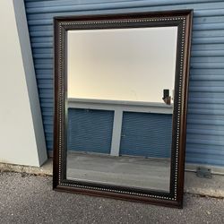 Wall or Dresser Mirror -( size: 50”x 37”x 2” in thicker, real heavy sturdy solid wood )- Used 