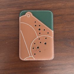 Hermès MagSafe Card Holder Tan Swift Calfskin with Vert Green