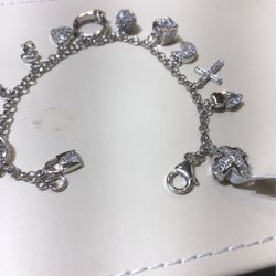 925 sterling silver 13 hanging Charm Bracelet 