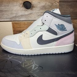 *NEW* Nike Jordan 1 Mid SE Sail/Iced Jade-Anthracite Pastels Size Men’s 12