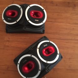 4 Voice Speakers   For Car  In Custom Box   2400 watts  600 Watts  Each One  