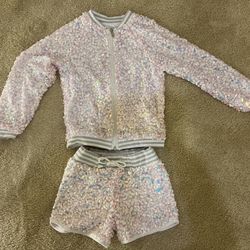 Girls Sequin Bomber Jacket Set - US 6/6x