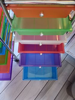 Rolling Storage Cart with Colorful Drawers