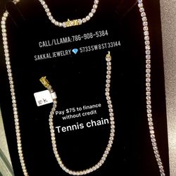 10K Real Gold Tennis Chain With Bracelet. 