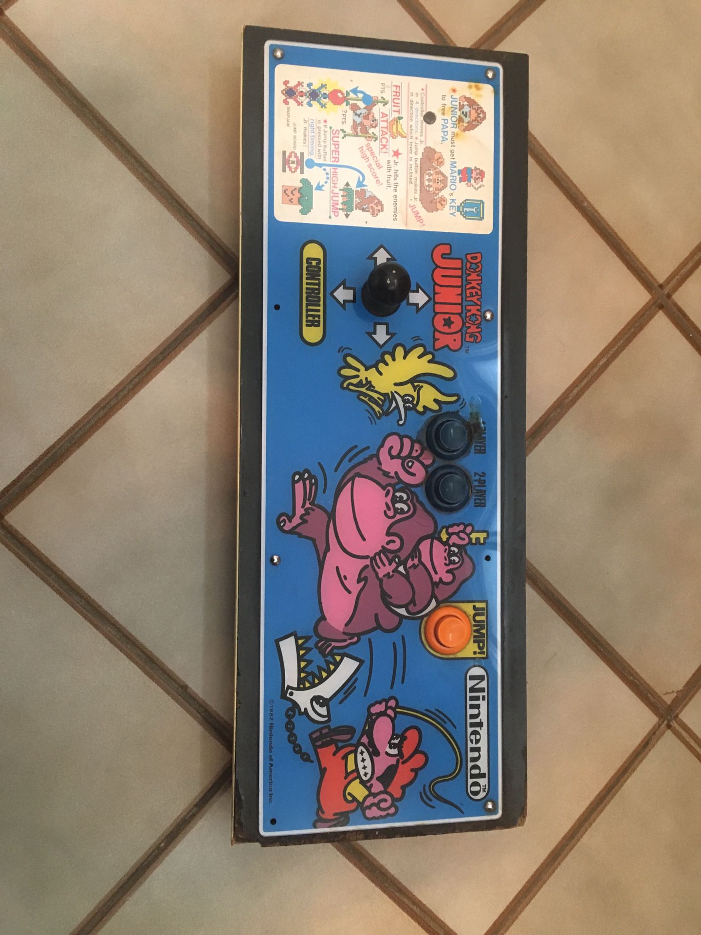 Donkey Kong jr arcade game control panel complete
