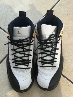 Air Jordan 12 Retro White Black Gold Sneakers