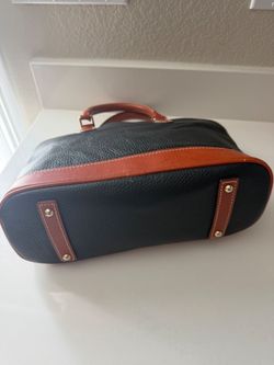 DOONEY & BOURKE Black Pebbled Leather Handbag with Tan Trim