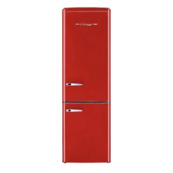 Classic Retro 21.6 in. 8.7 cu. ft. Retro Bottom Freezer Refrigerator in Candy Red, ENERGY STAR