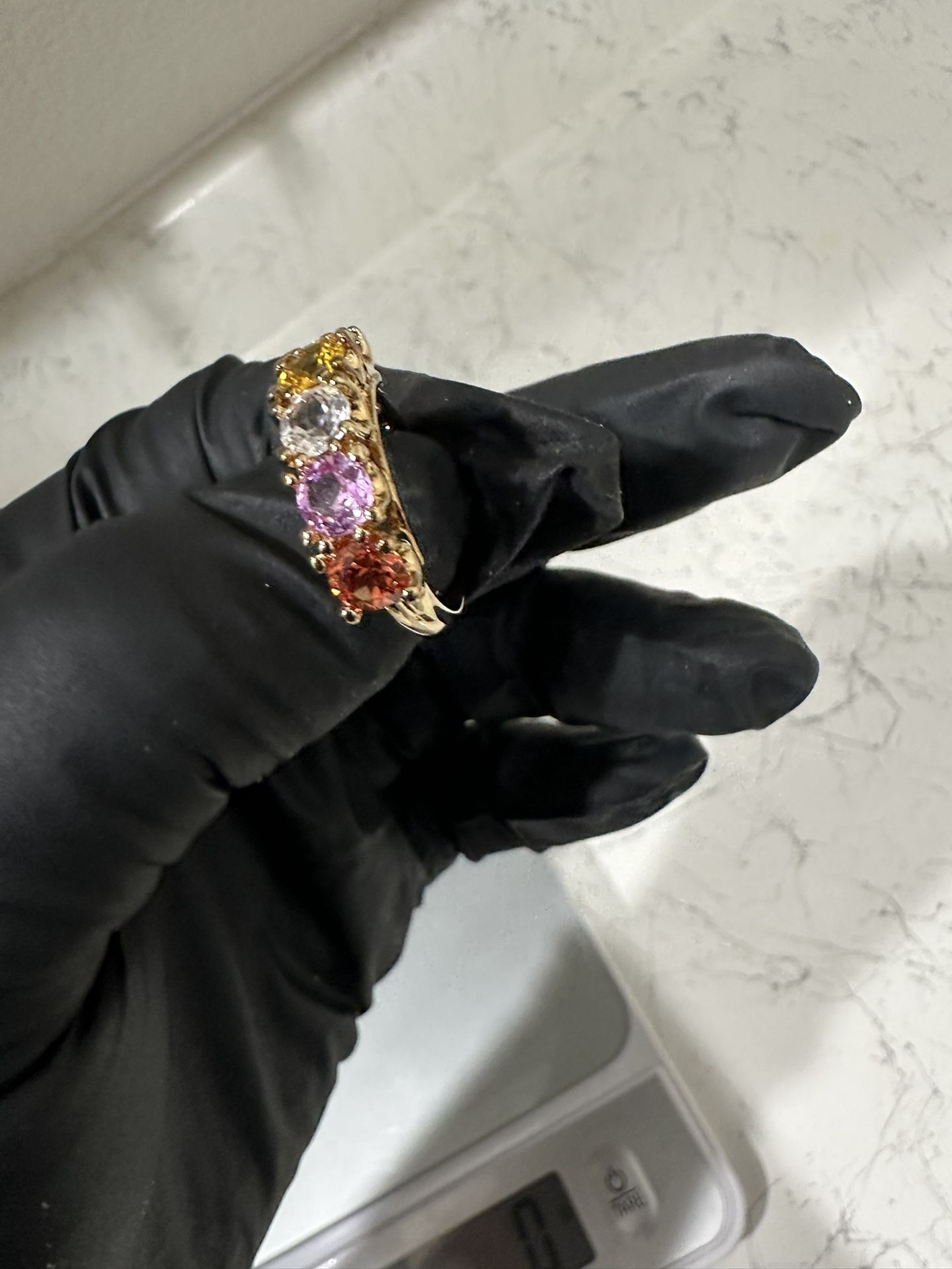 Technibond Gold Plated 925 Ring with Ruby Center & Color Stones – Eye-Catching Shine! 