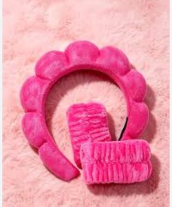 Hot pink puffy sponge spa head band