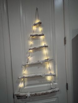 Snowy Birch Wall Christmas Tree with Lights/ | Hang Ornaments or Christmas Cards (Queen Creek)