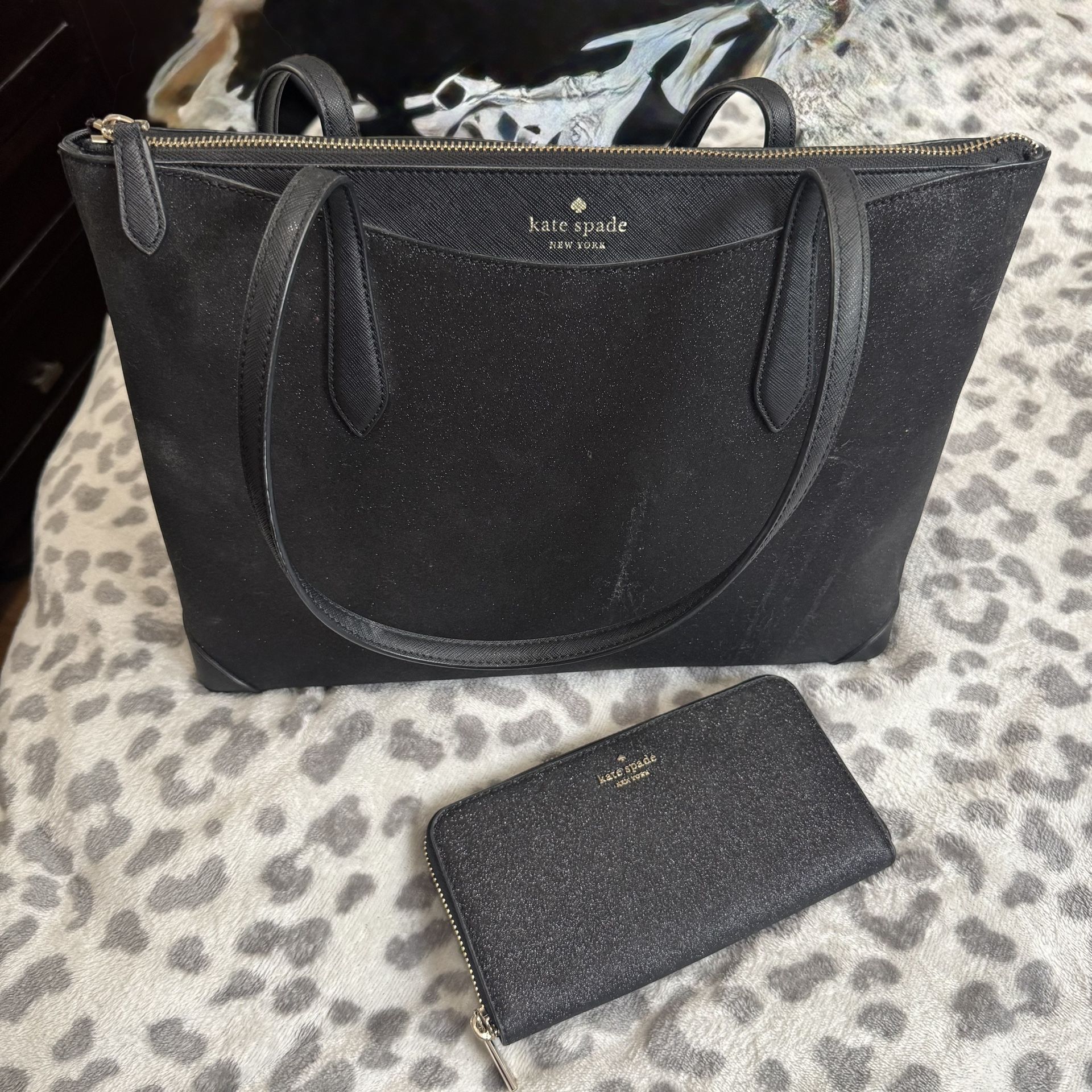 The Kate Spade Glimmer Glitter Mixed Large Tote And Matching Wallet