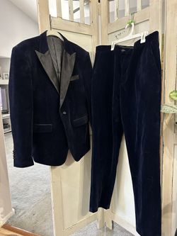 Navy Blue Velvet Suit