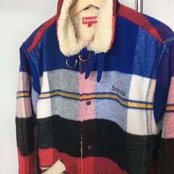 Supreme Plaid Shearling Bomber Red Plaid for Sale in Los Angeles