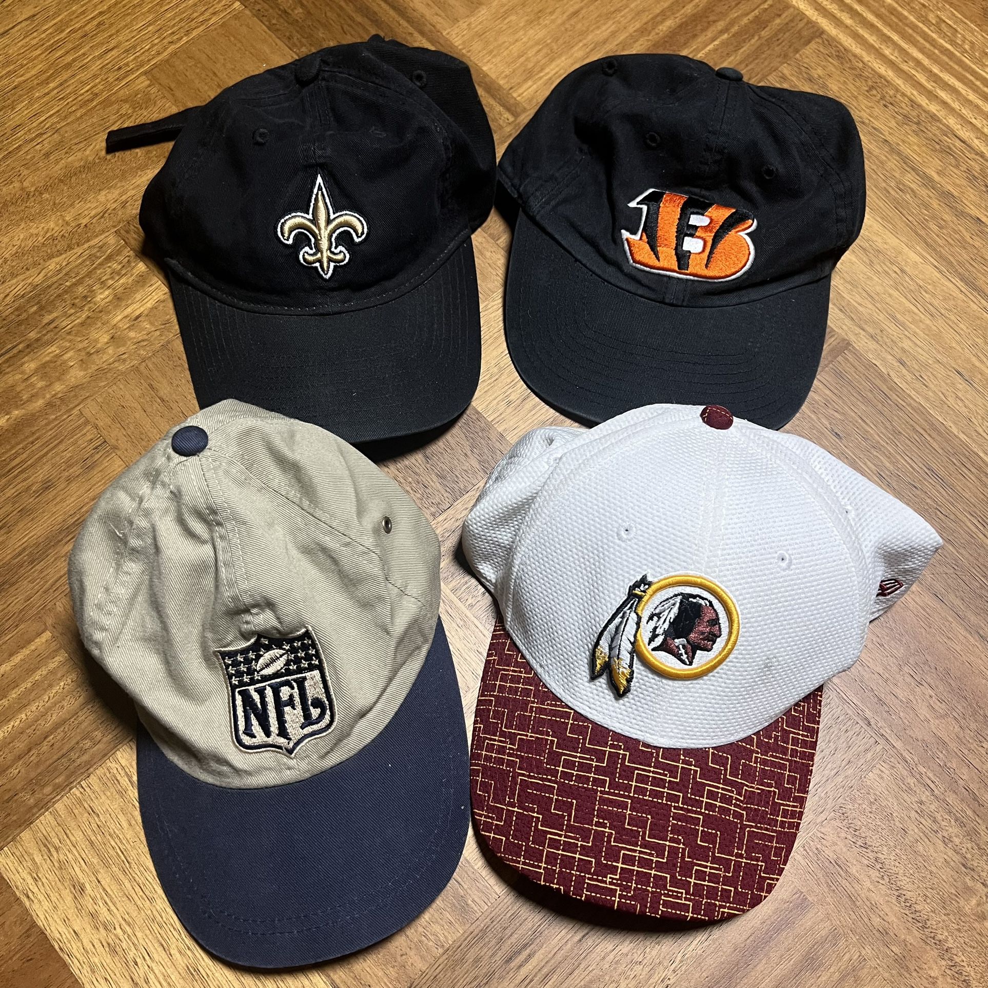 Lot of 4 47 New Era NFL Cincinnati Bengals Washington Redskins New Orleans Saints Hats