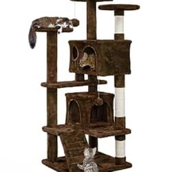 54in Cat Tree Tower Condo Cat Furniture w/Scratching Post for Kittens Pet House Play