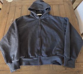 Fear Of God Essentials Embroidered Classic Full Zip Hoodie Vintage Black Mens S