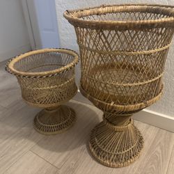 Vintage Rattan Plant Stands