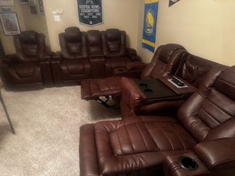 2 sectional seats for entertainment in man cave or family seating with cup holders and bluetooth speakers ! Going fast
