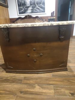 Dark Wood Dresser with Marble Top