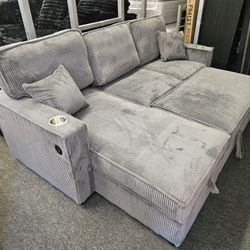 Super Deal Sectional Pull Out Bed Storage Chaise USb Outlet $399