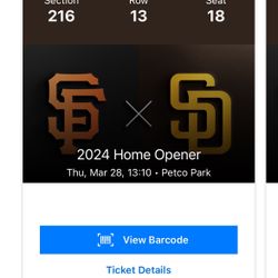 (2) Opening Day Thurs March 28th 1:10pm Tickets