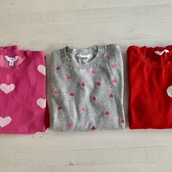Valentine’s Day Heart Sweaters Red Pink Gray Women’s and Juniors Size Medium 