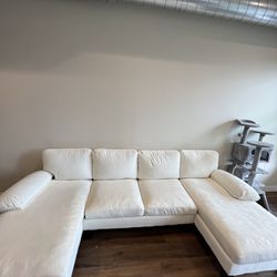 White/Beige Sectional U Couch