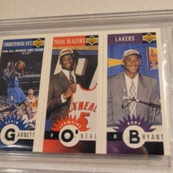 1996-97 COLLECTOR' CHOICE MINI-CARDS #139 GARNETT/ O'NEAL /BRYANT. BECKETT 8.5